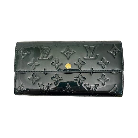 Louis Vuitton Vernis Sarah Wallet Deep Emerald Green Patent Monogram - Picture 1 of 15